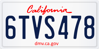 CA license plate 6TVS478