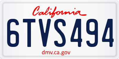 CA license plate 6TVS494