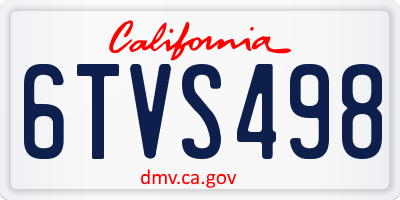 CA license plate 6TVS498