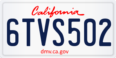 CA license plate 6TVS502
