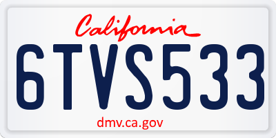 CA license plate 6TVS533