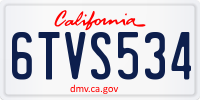 CA license plate 6TVS534