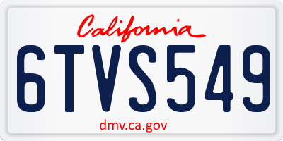 CA license plate 6TVS549