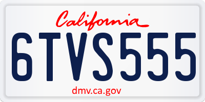 CA license plate 6TVS555