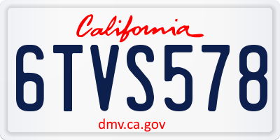 CA license plate 6TVS578