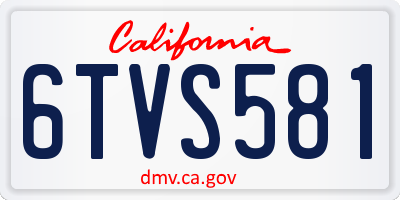 CA license plate 6TVS581