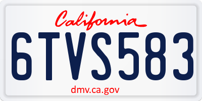 CA license plate 6TVS583