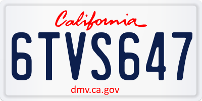 CA license plate 6TVS647