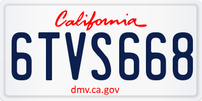 CA license plate 6TVS668