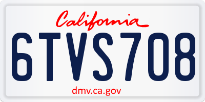CA license plate 6TVS708