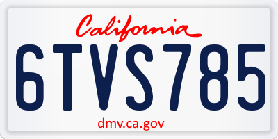 CA license plate 6TVS785