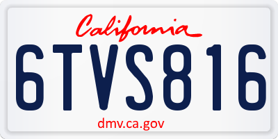 CA license plate 6TVS816