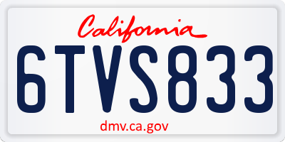 CA license plate 6TVS833