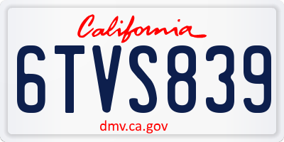 CA license plate 6TVS839