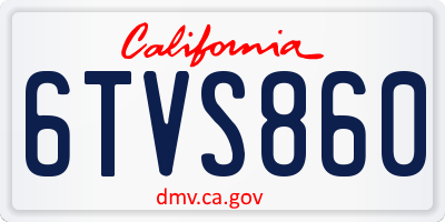 CA license plate 6TVS860