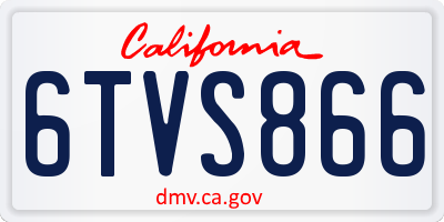 CA license plate 6TVS866