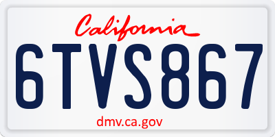 CA license plate 6TVS867