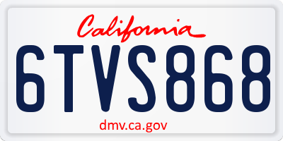 CA license plate 6TVS868