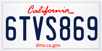 CA license plate 6TVS869