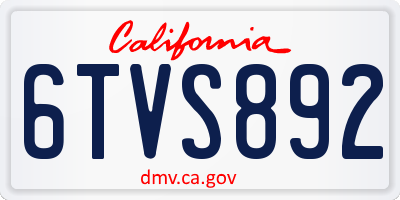 CA license plate 6TVS892