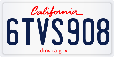 CA license plate 6TVS908