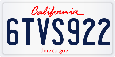 CA license plate 6TVS922