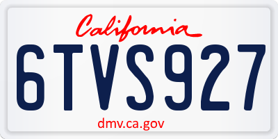 CA license plate 6TVS927