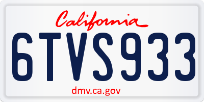 CA license plate 6TVS933