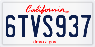 CA license plate 6TVS937