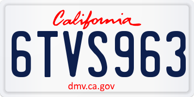 CA license plate 6TVS963