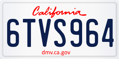 CA license plate 6TVS964