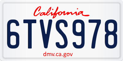 CA license plate 6TVS978