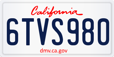 CA license plate 6TVS980