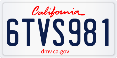 CA license plate 6TVS981
