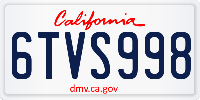 CA license plate 6TVS998