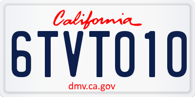 CA license plate 6TVT010