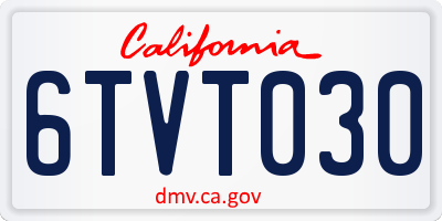 CA license plate 6TVT030