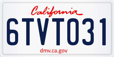 CA license plate 6TVT031