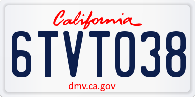 CA license plate 6TVT038