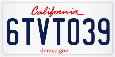 CA license plate 6TVT039