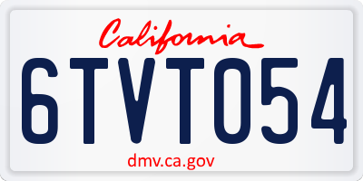 CA license plate 6TVT054