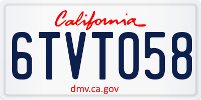 CA license plate 6TVT058