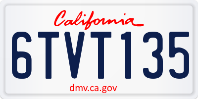 CA license plate 6TVT135
