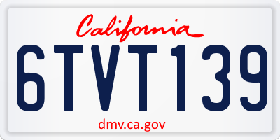 CA license plate 6TVT139