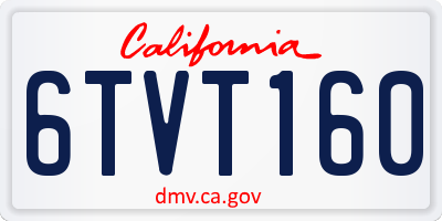 CA license plate 6TVT160