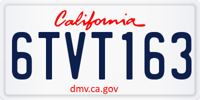 CA license plate 6TVT163