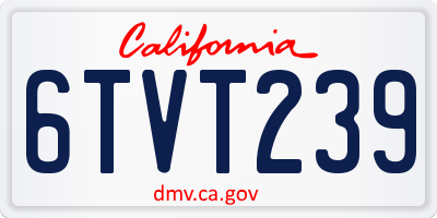 CA license plate 6TVT239