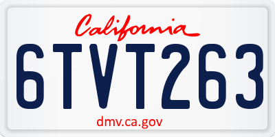 CA license plate 6TVT263