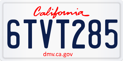 CA license plate 6TVT285