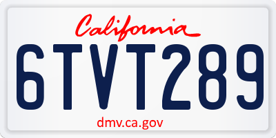 CA license plate 6TVT289